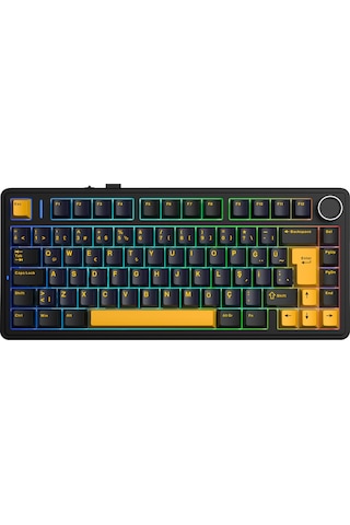 Aula F75 Mekanik Rgb Tkl Graywood V4 Switch Kablosuz Makrolu Hot Swap Türkçe Q Klavye Siyah