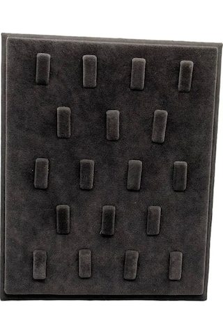 Süet Kumaş Füme Renk 20/16 Cm Ayaklı Yüzük Sergileme Standı Çok Renkli