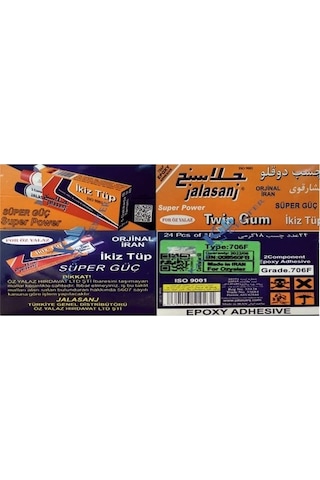Jalasanj İran Yapıştırıcı İkiz Tüp Epoksi Metal Yapıştırıcı 24 Adet
