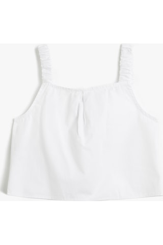 Koton Crop Bluz Askılı Fiyonk Detaylı Pamuklu Beyaz 3skg60009aw 3SKG60009AW000 Beyaz
