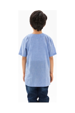 Eliş Şile Bezi Kısa Kol Şile Bezi Zımbalı Erkek Çocuk Tshirt Mavi 3032