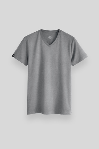 Tommylife Gri Melanj Basic Kısa Kol Standart Kalıp V Yaka Erkek T-shirt - 87912 Gri Melanj