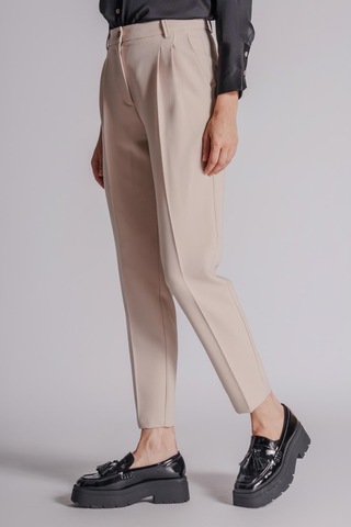 Braccas Kadın Yandan Cepli Arka Cep Fleto Beli Lastikli Ve Pilili Slim Fit Pantolon Taş Taş