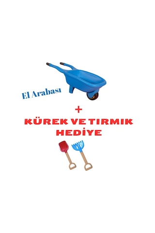 El Arabası Mavi + Kürek Ve Tırmık Hediye Set Mavi