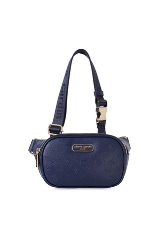 Pierre Cardin Limited Edition Gece Mavisi Klipsli Askılı Fermuar Kapamalı Kadın Omuz Çantası Bel Çantası Gece Mavisi