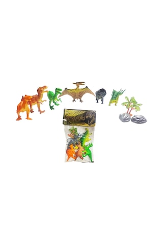 6'lı Gerçekçi Dinozor Figür Seti - Ağaç Ve Kaya Aksesuarlı Eğitici Oyuncak Dinozor Dünyası Hayvanlar