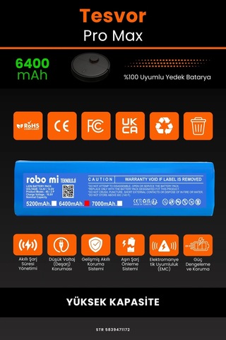 Tesvor Pro Max 6400mah Robot Süpürge Bataryası