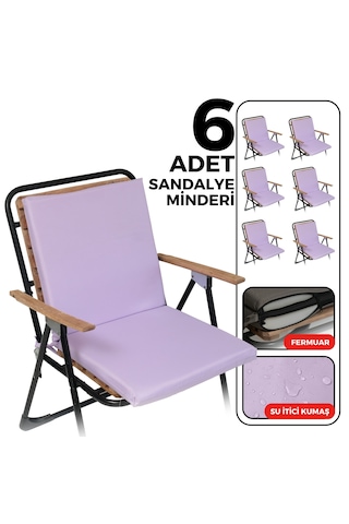 Xpermate 6'lı Arkalıklı Sandalye Minderi Fermuarlı 40x40 Lila
