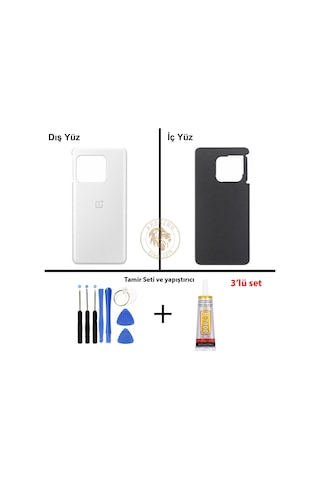 One Plus Vida Seti + Yapıs Tırıcı One Plus 10 Pro Beyaz Yapıs Tırıcı B-7000 Yapıştırıcı Vida Seti Arka Kapak Arka Cam Batarya Kapağı Lazer Kesim Kapak Pil Kapağı Back Cover Çok Renkli