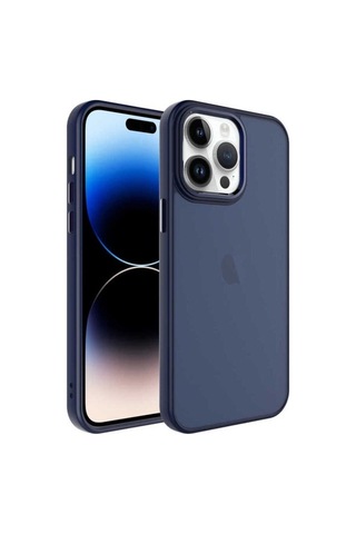 Apple Uyumlu iPhone 14 Pro Kılıf Buzlu Sert Pc Zore May Kapak Lacivert