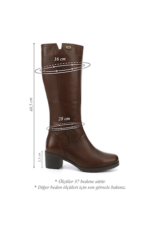 Gönderir Kadın Kahve Antik Fermuarlı Kalın Topuklu Hakiki Deri Çizme Gkzc13446529 Kahverengi