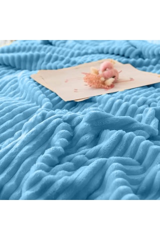 Mulberry Çift Kişilik Fitilli Yumuşak Dokulu Battaniye 210 X 230 Cm Mavi