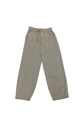 Kadın Beli Lastikli Cepli Paçası Pensli Spor Pantolon Krem