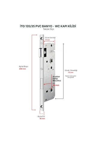İto Kilit 135/35 Gömme PVC Banyo & WC Kilidi -