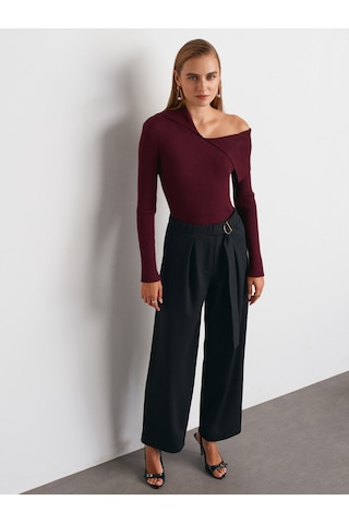 Dilvin 72189 Kemerli Pantolon-siyah Siyah