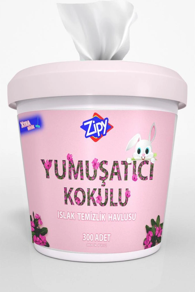 Zipy Yumuşatıcı Kokulu Ev Temizlik Islak Kova Mendil 300 Adet Tekli