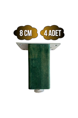 Kale Ayarlı Ahşap Ayak Mobilya Masa Ve Dolap Ayağı Yeşil Kayın/gürgen Ağacı 8cm 4 Adet Yeşil