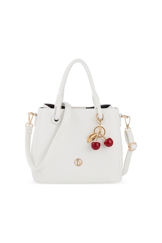 Bilik Deri Logo Detaylı Beyaz Kadın El Çantası Riv 145-r Beyaz