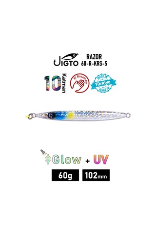Jig, Zoka, Suni Yem, Glow Uv Metal Jig, 60gr 10cm Razor 60