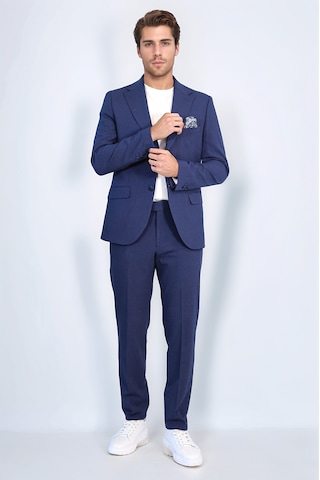 Lacivert Slim Fit İki Düğmeli Keten Görünümlü Erkek Takım Elbise - Wessi
