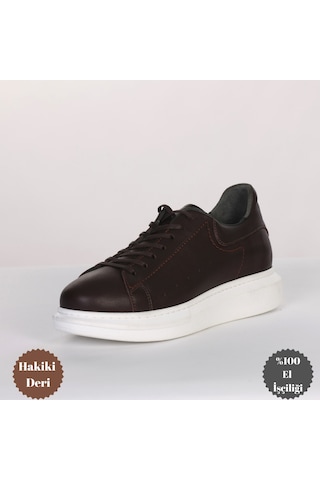 Boy Uzatan Gizli Topuklu Kahverengi Spor Ayakkabı Kahverengi