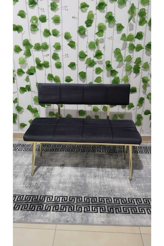 Özcan Metal Metal Ayaklı Sırtlı Gold Mutfak Salon Antre Yatak Odası Puf Bank Oturak Bench Antrasitgri