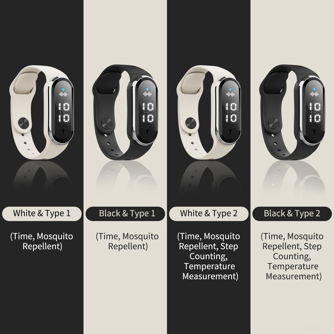 Qingmipy M21 Ultrasonik Sıcaklık Ölçer Adım Sayaçlı Elektrikli Kovucu Bilezik, Dışarıda Ve Evde Kullanıma Uygun Siyah防蚊 Kordon