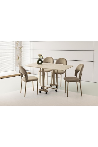 Katlanır Metal Tekerlekli Ayak Masa, Traverten, 70x10 Diğer