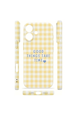 Apple iPhone Uyumlu 16 Vorian İnce Kamera Korumalı Mika Kılıf Good Things Gingham Good Things Gingham Mika
