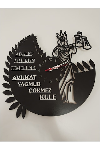 Adalet,avukat,hukuk Bürosu,adliye İçin Duvar Saati Kişiye Özel Ad Siyah