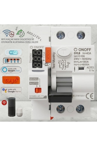 Onoff Tuya Wifi Akıllı Kaçak Akım Yeniden Kurtarma Zamanlama Uzaktan Kontrol Sgorta 63 Agyar9-ac-ty Gyl9mper
