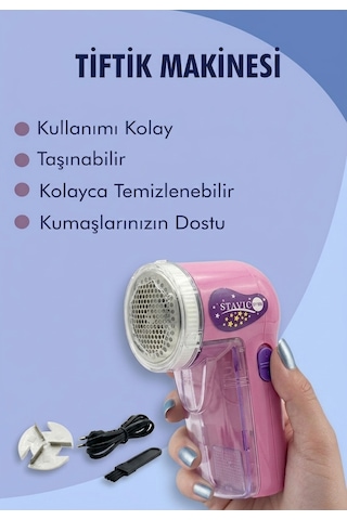 Dempower Şarjlı Tiftik Ve Tüy Toplama Makinesi Elbise Kazak Temizleme Aparatı Pembe