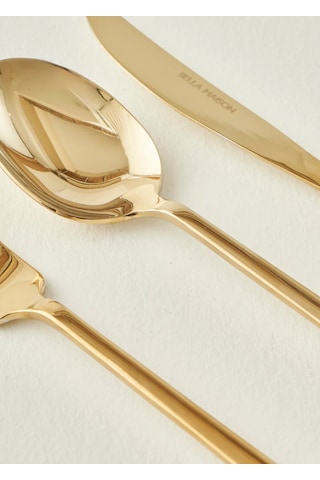 Bella Maison Milano 18 Parça Yemek Çatal Kaşık Bıçak Seti Gold Gold