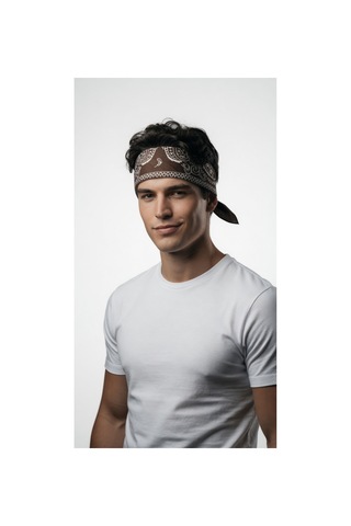 Mollycrush Unisex Kahverengi Şal Desenli Bandana Günlük Saç Aksesuarı, Boyunluk Ve Outdoor Fular Kahverengi