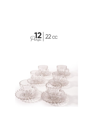 Mest 12 Parça 6 Kişilik Çay Fincanı Takımı - Şıklık Ve Zarafet Şeffaf