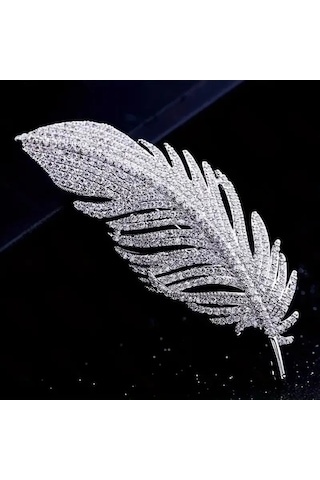 Mufunye Yüksek Kaliteli Alyuminyum Rhinestone İle Süslenmiş Parlak Yıldız Kuyruğu Broşu - Gümüş Renk, 2.4x6.2 Cm, 11.4 Gr Çok Renkli