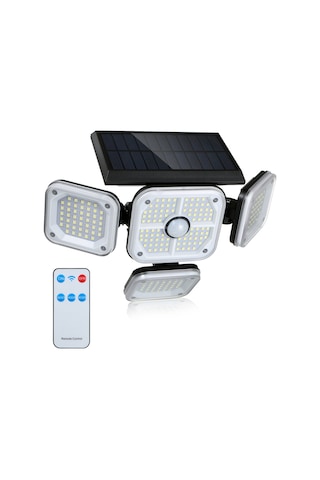 Hangfox Güneş Enerjili 231 Led Duvar Lambası - Pır Hareket Sensörlü, 3 Işık Modu, Uzaktan Kumanda, Ip65 Su Geçirmez, 2400mah Batarya Tekli Diğer