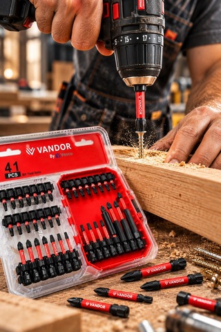 Vandor 41 Parça Vidalama Bits Ucu Seti Manyetik Tornavida Uçları Lokma Ve Uzun Bits Takımı