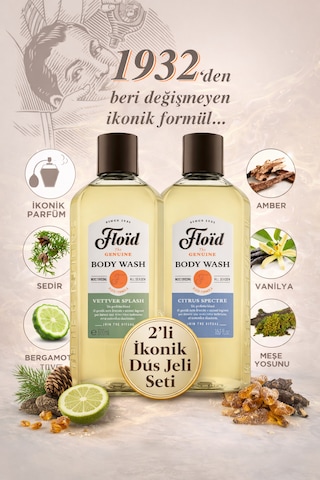 Floïd Duş Jeli & Şampuan 2 Li Set 500 Ml + 500 Ml Cildi Kurutmadan Temizleyen Erkek Bakım Ürünü Akdeniz Bitkileri