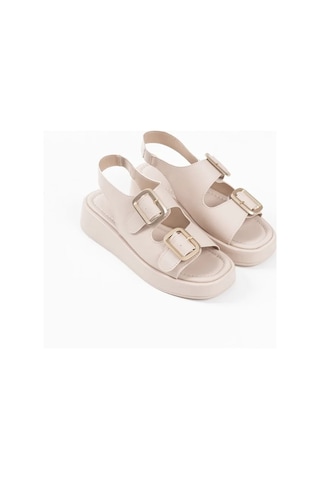 Trendella Bej Cilt Kadın Sandalet Tr17my02c Siyah