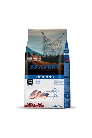 Bravery Tahılsız Kısırlaştırılmış Ringa Balıklı Yetişkin Kedi Maması 2 KG