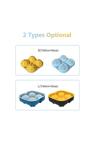 Xiyyadms Yemek Grubu Silikon Buz Topu Kalıbı Küçük Boy, Mavi-sarı 2 Adet - 4-6 Saatte Hızlı Buz Oluşturucu, Kahve İçecekleri İçin Uygun Çok Renkli