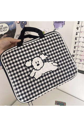 14 İnç Dizüstü Bilgisayar Çantası Gztk-3861 Karikatür Nakış Tarzı Çanta Black