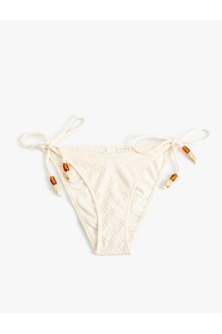 Koton Boncuklu Brodeli Yanları İpli Bikini Altı Ekru 5sak00182mm 30x