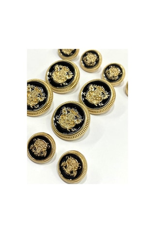 Blazer Ve Trençkot Ceket Düğmesi Takımı 4+8 Set /arma Model - Gold Siyah