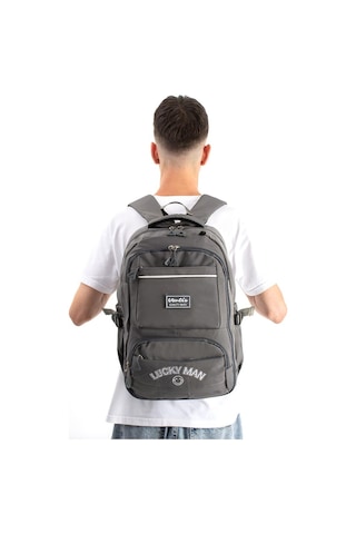 Ventis Unisex Set Okul Çantası Kalemlikli 2'li Lise Ortaokul Sırt Çantası 43 30 Cm Çok Cepli Vnt7-g Gri
