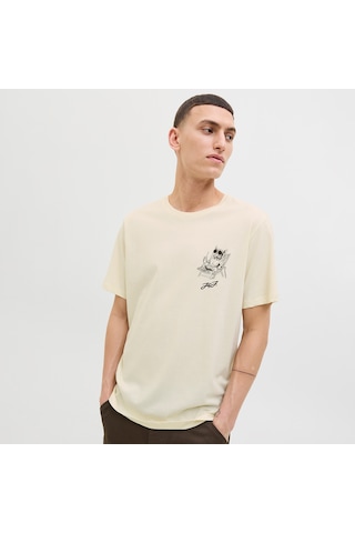 Jack & Jones Jack&jones Relax Erkek Ekru Bisiklet Yaka Tişört Ekru
