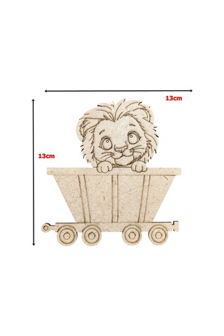 Boyanabilir Ahşap Vagonlu Aslan Figürü 13x13 Cm 10 Adet