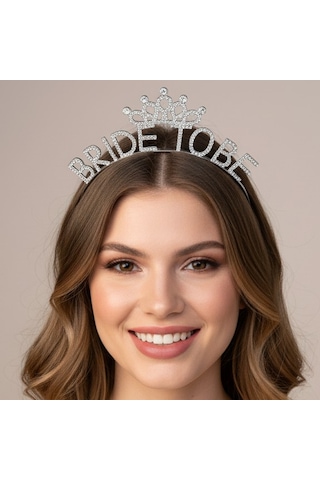 Valmont Accessories Bride To Be Kristal Taşlı Işıltılı Bekarlığa Veda Tacı Gümüş