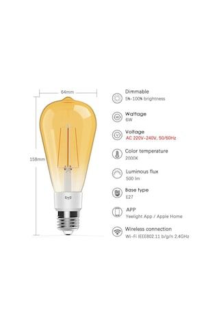 Yeelight ST64 LED E27 Akıllı Filament Ampul